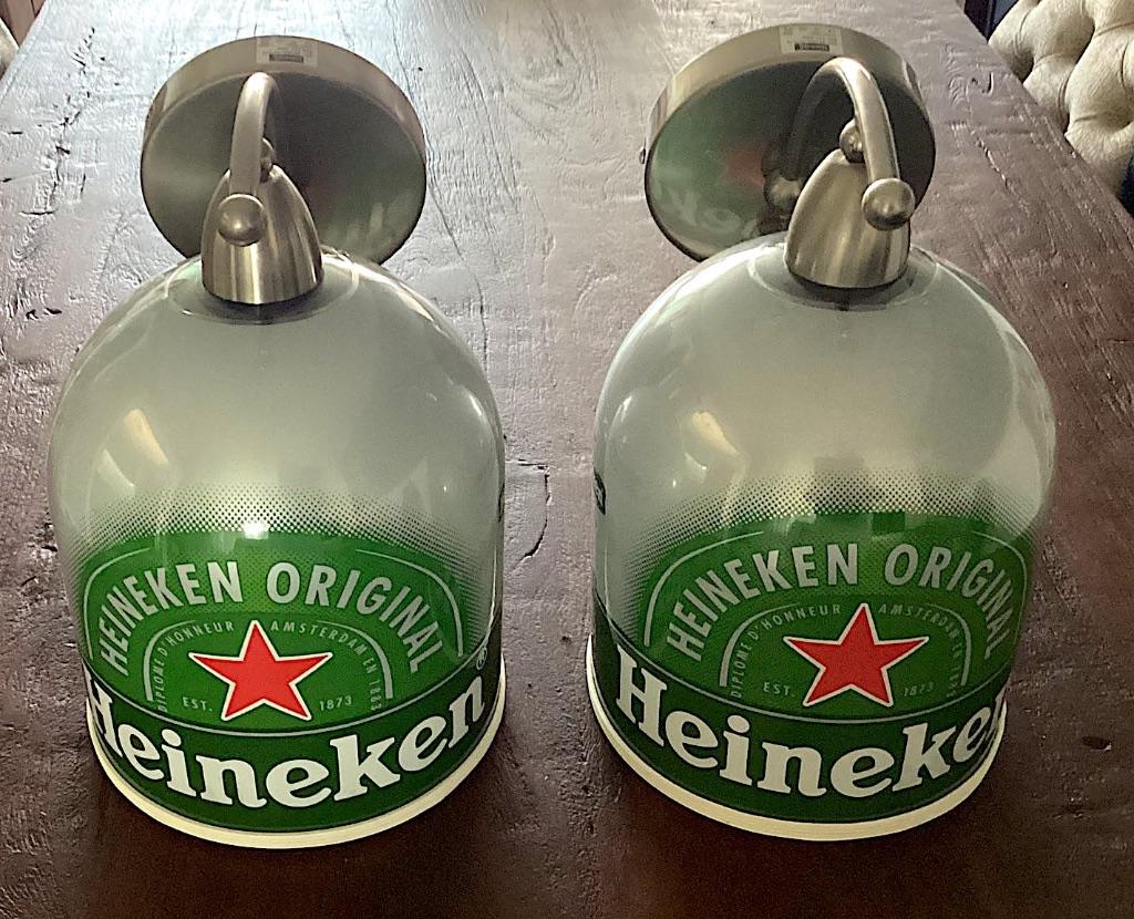 Te koop mancave cafe 2 setjes Heineken wand lampen, Ophalen of Verzenden, Zo goed als nieuw, Metaal, Cafe man cave bar