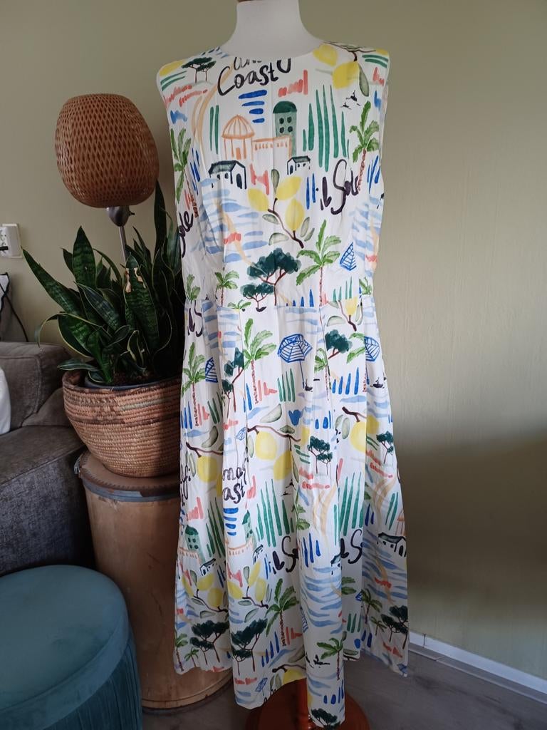 Oui jurk 44 Italiaanse print citroenen, Ophalen of Verzenden, Zo goed als nieuw, Maat 42/44 (L)