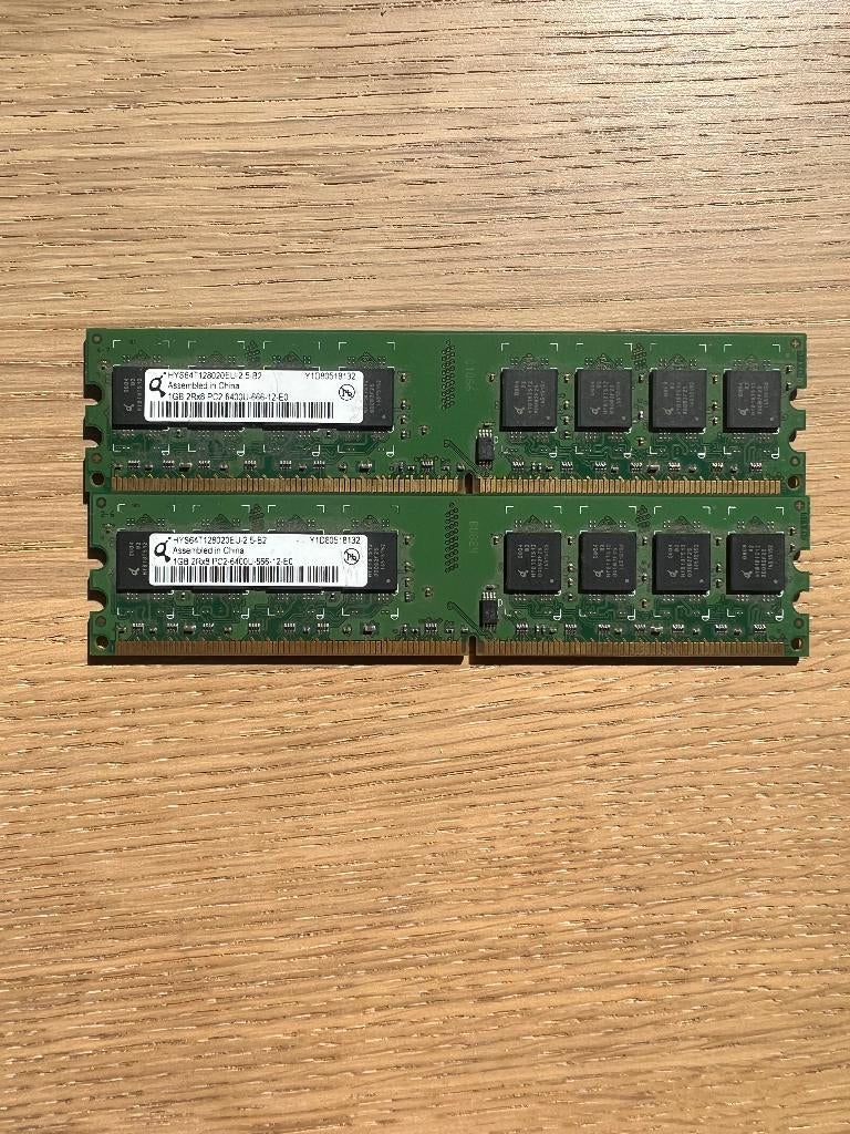 1GB DDR2 RAM Geheugen (PC2-6400 / 800MHz) – Set van 2, Computers en Software, RAM geheugen, Ophalen, Hynix / HP, -, -