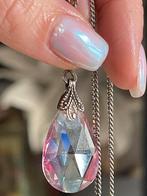 Zilveren vintage ketting met een kristalhanger, Ophalen of Verzenden, Zo goed als nieuw, Zilver