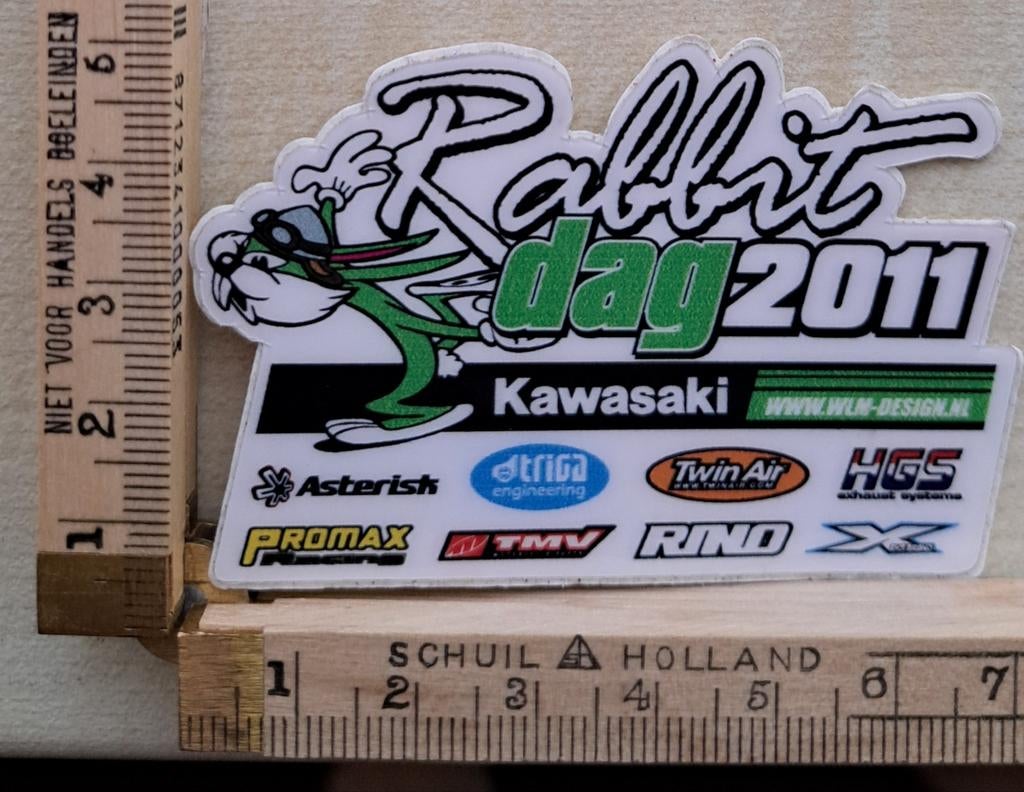 Sticker Rabbit day Kawasaki testdag 2011 motorcross, Verzamelen, Ophalen of Verzenden, Zo goed als nieuw