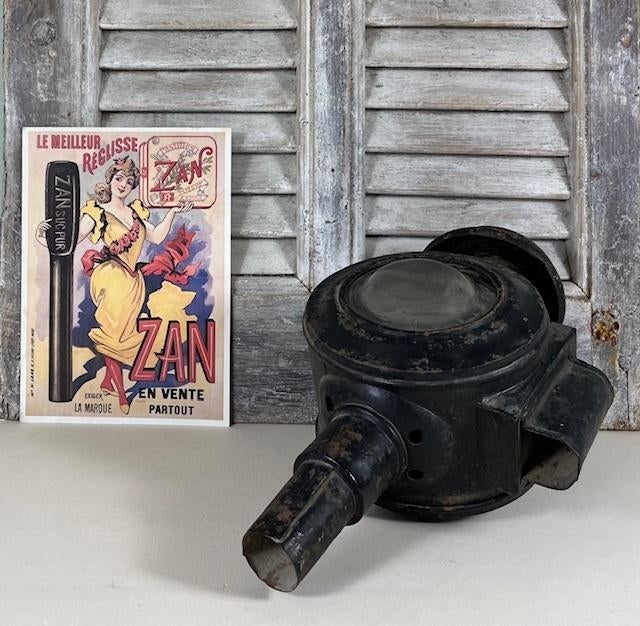 Antieke Franse zwarte koets lantaarn voor decoratie