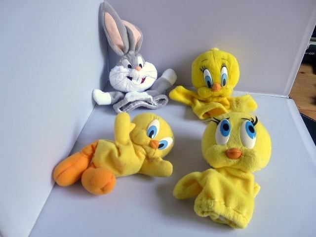 Handpoppen Tweety en Bunny (en Tweety popje), Ophalen of Verzenden, Looney Tunes, Zo goed als nieuw, Beeldje of Figuurtje