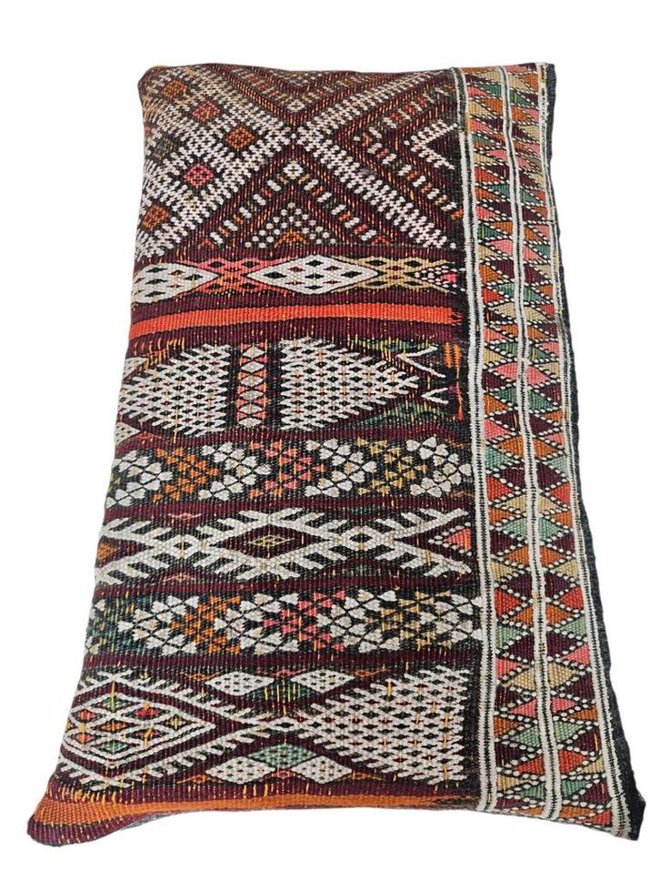 Handgemaakt Kelim kussen wol Marokko Boho 30x46cm, Huis en Inrichting, Woonaccessoires | Kussens, Zo goed als nieuw, Overige kleuren