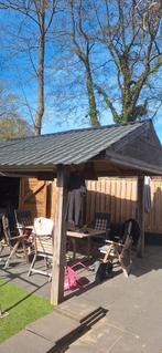 Robuuste vrijstaande opknap houten overkapping met puntdak, Ophalen, Gebruikt, Veranda