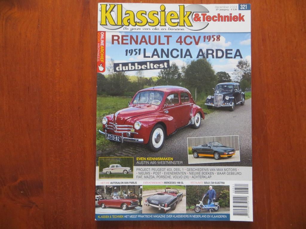 Klassiek & Techniek 321 Renault 4CV, Lancia Ardea Austin A95, Ophalen of Verzenden, Nieuw, Renault