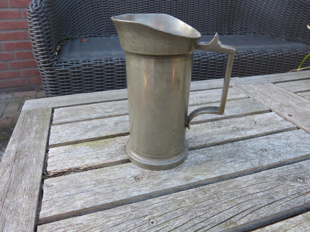 Antieke tinnen maatbeker 0,5 liter zwaar tin, Ophalen of Verzenden