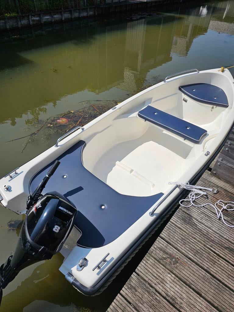 Polyester sloep Remus met 8PK Mercury buitenboordmotor, Watersport en Boten, Motorboten en Motorjachten, Gebruikt, Polyester, Tot 6 meter