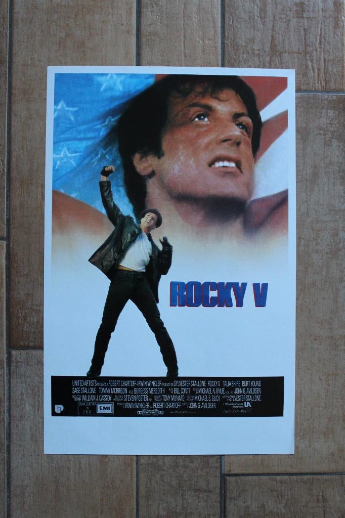 filmaffiche Sylvester Stallone Rocky 5 filmposter, Rechthoekig Staand, Ophalen of Verzenden, Zo goed als nieuw, A1 t/m A3