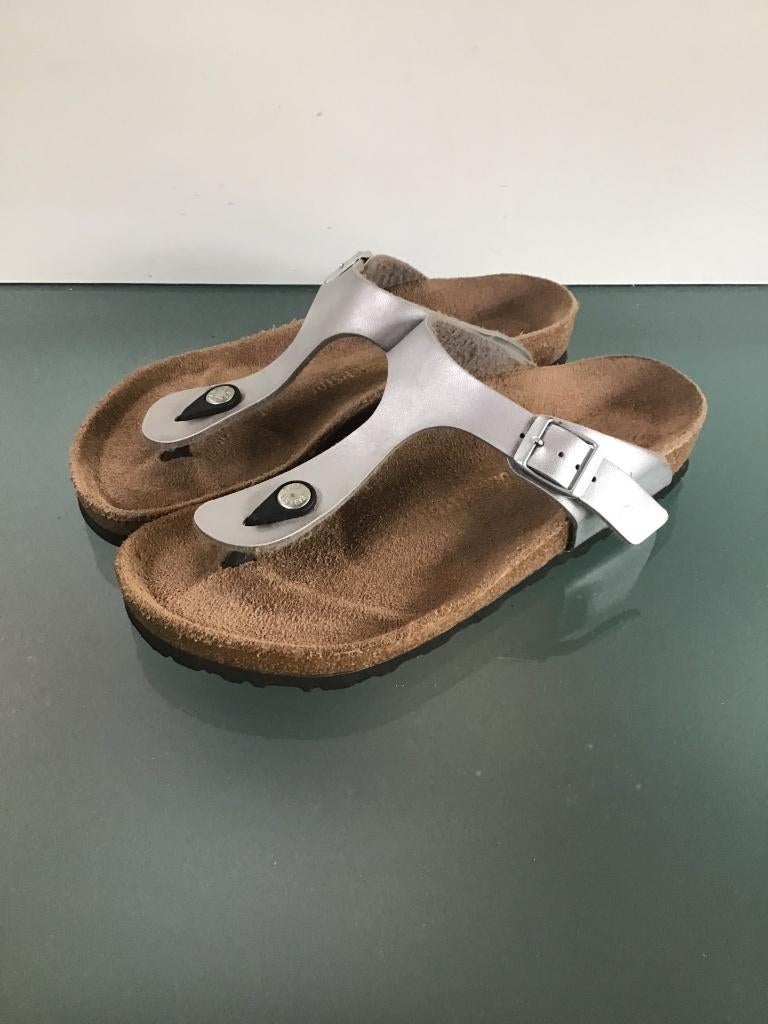 Birkenstock 38 Gizeh zilver slippers | Gratis verzenden, Slippers, Overige kleuren, Verzenden, Zo goed als nieuw