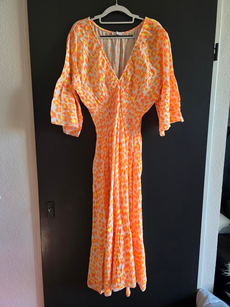 Nieuwe lange jurk neon panter 40 42 44 oranje geel, Kleding | Dames, Jurken, Maat 42/44 (L), Nieuw, Oranje, Ophalen of Verzenden