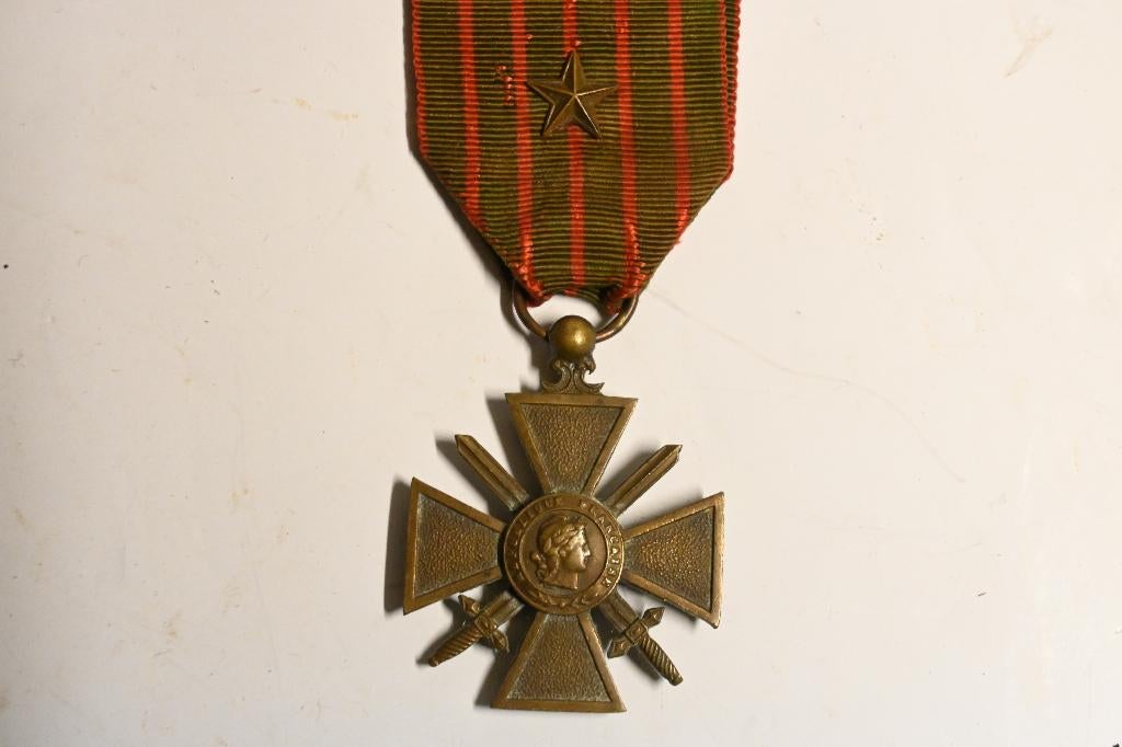 croix de guerre met 1 ster medaille frankrijk, Verzamelen, Ophalen of Verzenden, Landmacht, Overige gebieden, Lintje, Medaille of Wings
