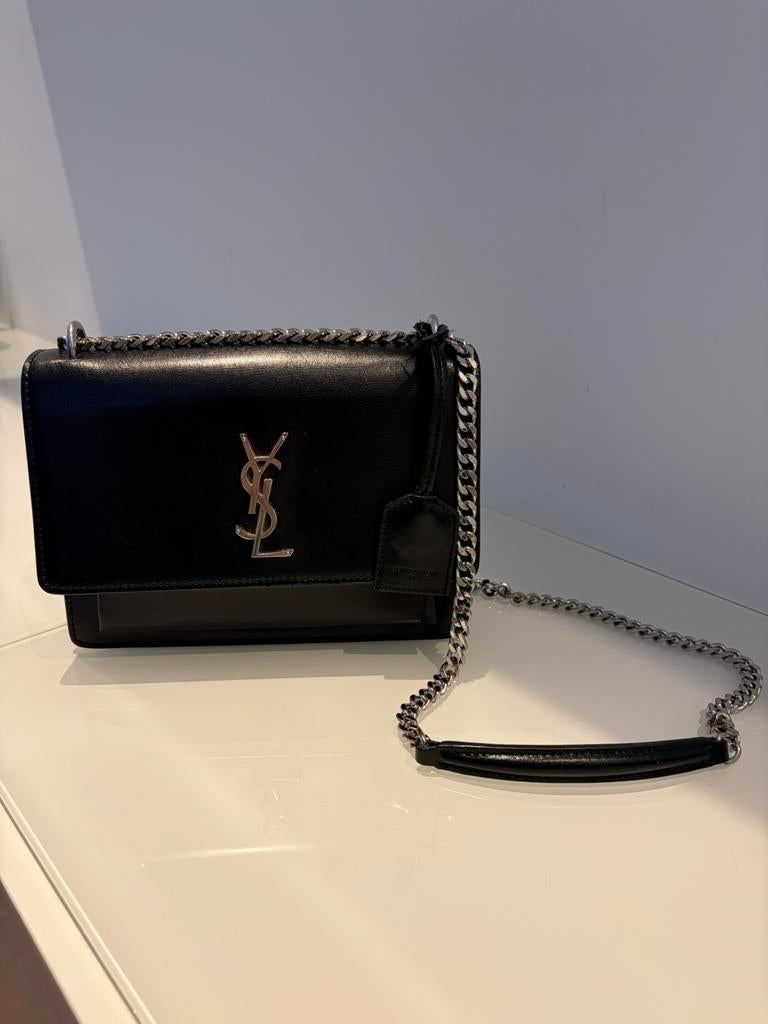 Yves Saint Laurent YSL Sunset Tas Zwart, Ophalen of Verzenden, Zo goed als nieuw, Zwart, Schoudertasje