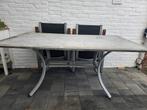 Tuinset met stenen tafel en 6 verstelbare stoelen, Overige materialen, Gebruikt, 6 zitplaatsen, Ophalen of Verzenden