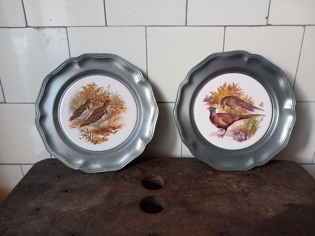 prachtige wandborden, sierbord tin porselein vogels Engeland, Antiek en Kunst, Ophalen of Verzenden