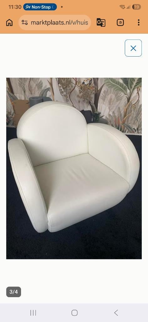 Gezocht 1 echt lederen witte fateauil zie bericht., Huis en Inrichting, Stoelen, Ophalen, Wit, Leer, Zo goed als nieuw