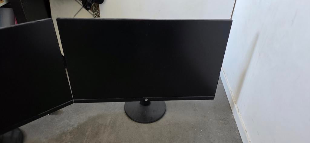 2x HP P27v G4 FHD Monitor 27 inch met dual monitor arm, Ophalen, Gebruikt, Full HD, HP