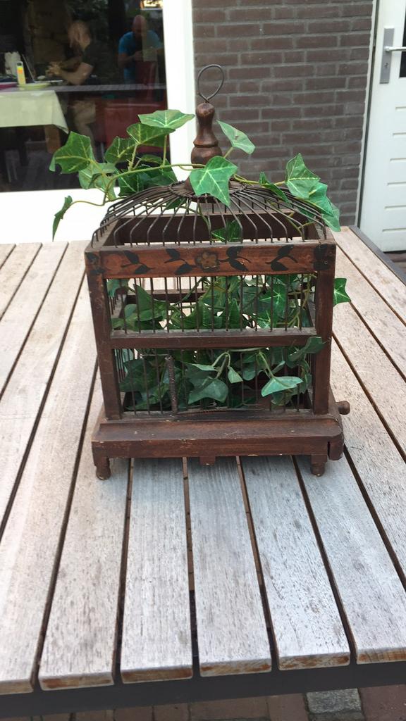 Vogelkooitje Antiek, Dieren en Toebehoren, Vogels | Hokken en Kooien, Ophalen of Verzenden, Zo goed als nieuw, Hout, Vogelkooi