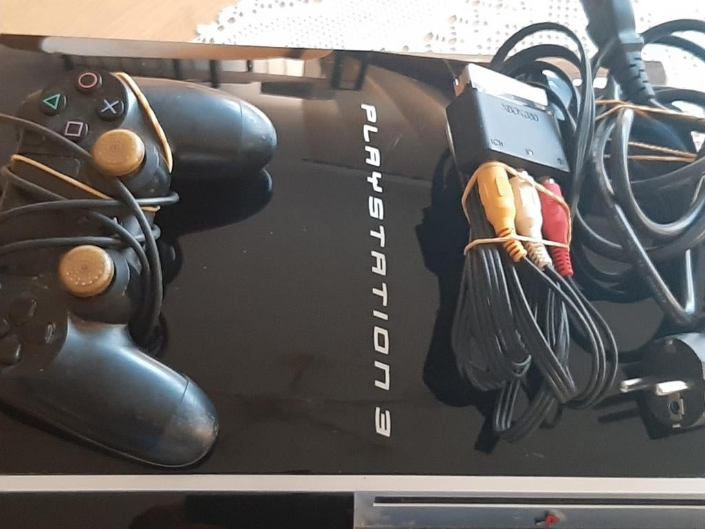 PlayStation 3 Slim met controller en kabels, Gebruikt, Ophalen of Verzenden, 120 GB, Met 1 controller