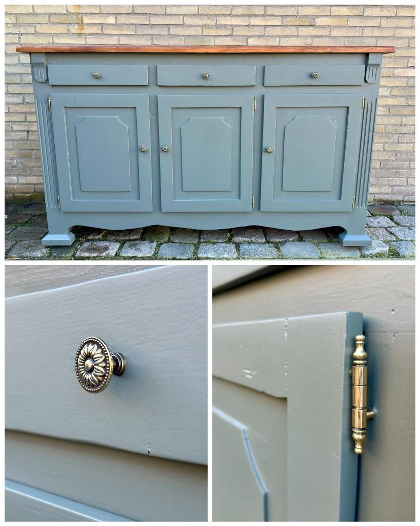 Massief Grenen Dressoir | Commode | Volledig opgeknapt, Ophalen, Met deur(en), 150 tot 200 cm, Zo goed als nieuw
