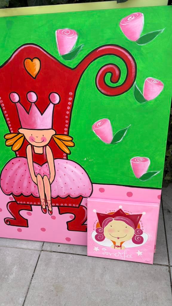 2 x schilderij met princes voor kinderkamer, Ophalen of Verzenden