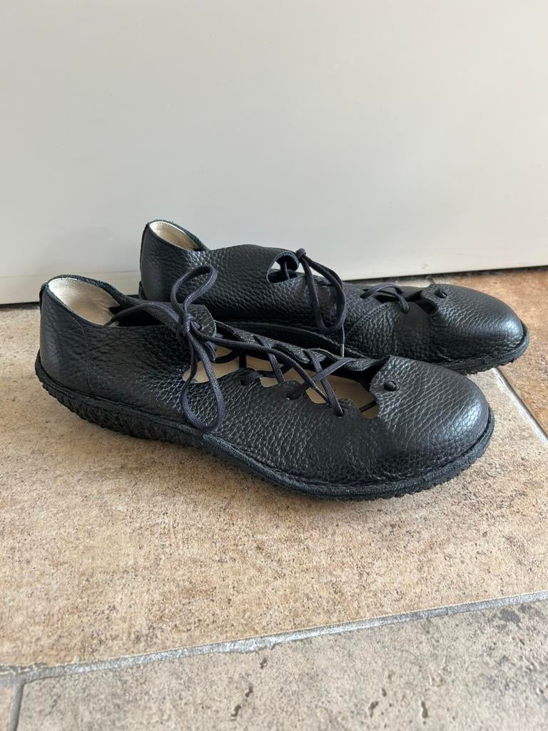 Zwarte Lederen Loints Zomerschoenen met Veters maat 40, Zwart, Zo goed als nieuw, Sandalen of Muiltjes, Ophalen of Verzenden