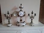 Schouwstel  marmeren koper klok en kandelaren, Ophalen of Verzenden