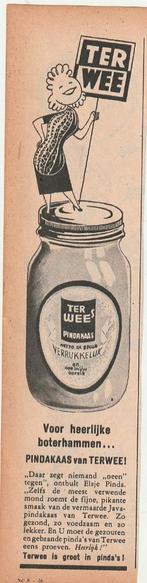 Retro reclame 1950 Terwee pindakaas zegt Elsje Pinda, Verzamelen, Retro, Verzenden, Overige typen