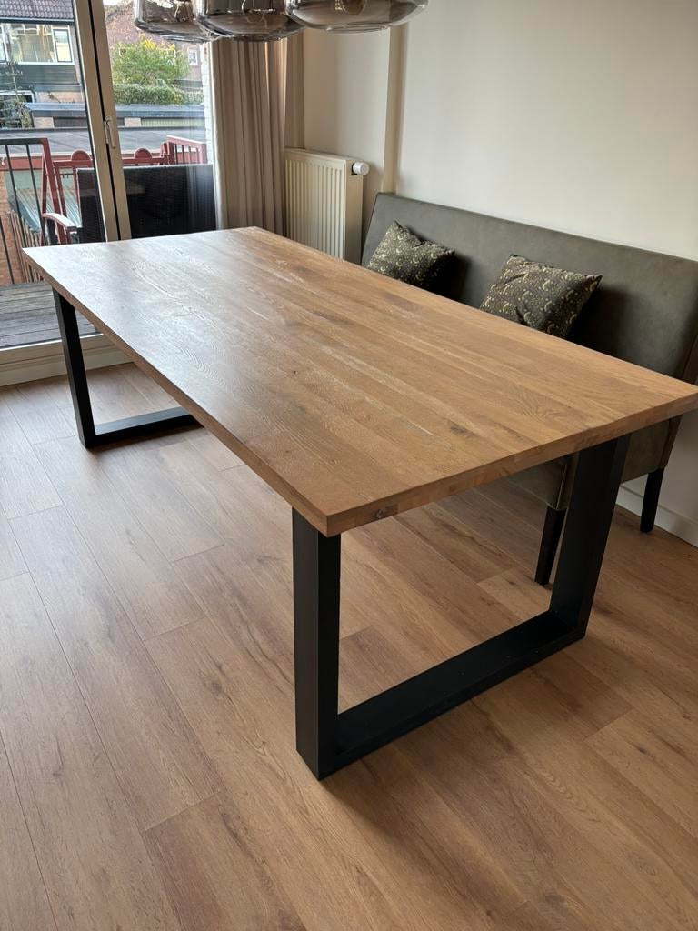 Eettafel eikenhout, Ophalen, Gebruikt, Eikenhout, 200 cm of meer