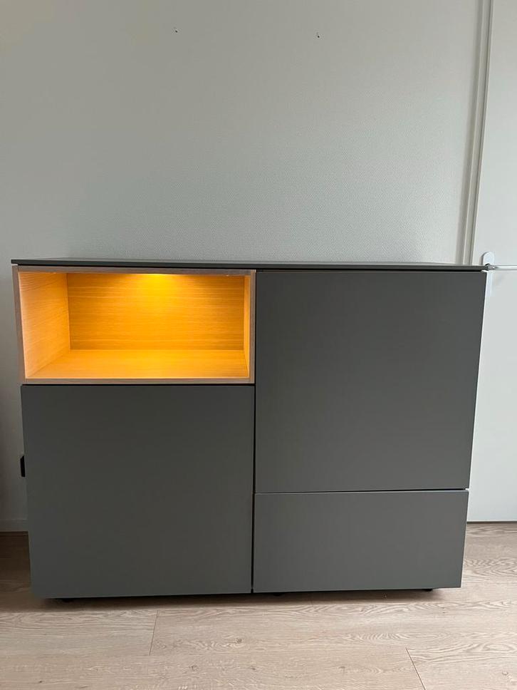 Moderne antraciet dressoir/highboard met LED, Huis en Inrichting, Kasten | Dressoirs, Zo goed als nieuw, 100 tot 150 cm, 25 tot 50 cm