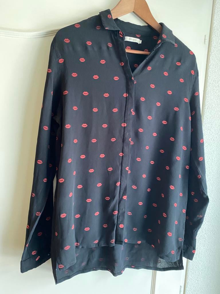 Sissy-Boy blouse met lippenprint - Maat XL, Ophalen of Verzenden, Gedragen, Maat 42/44 (L), Zwart