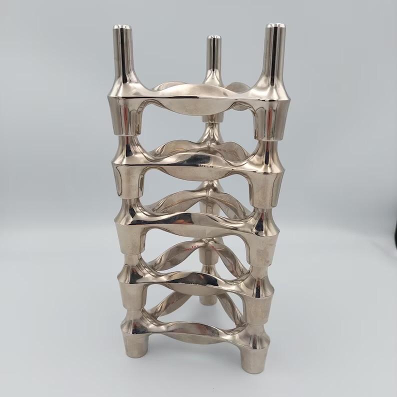 8x zilveren vintage stapelbare kandelaars Te koop!!, Antiek en Kunst, Antiek | Kandelaars, Ophalen, Overige materialen