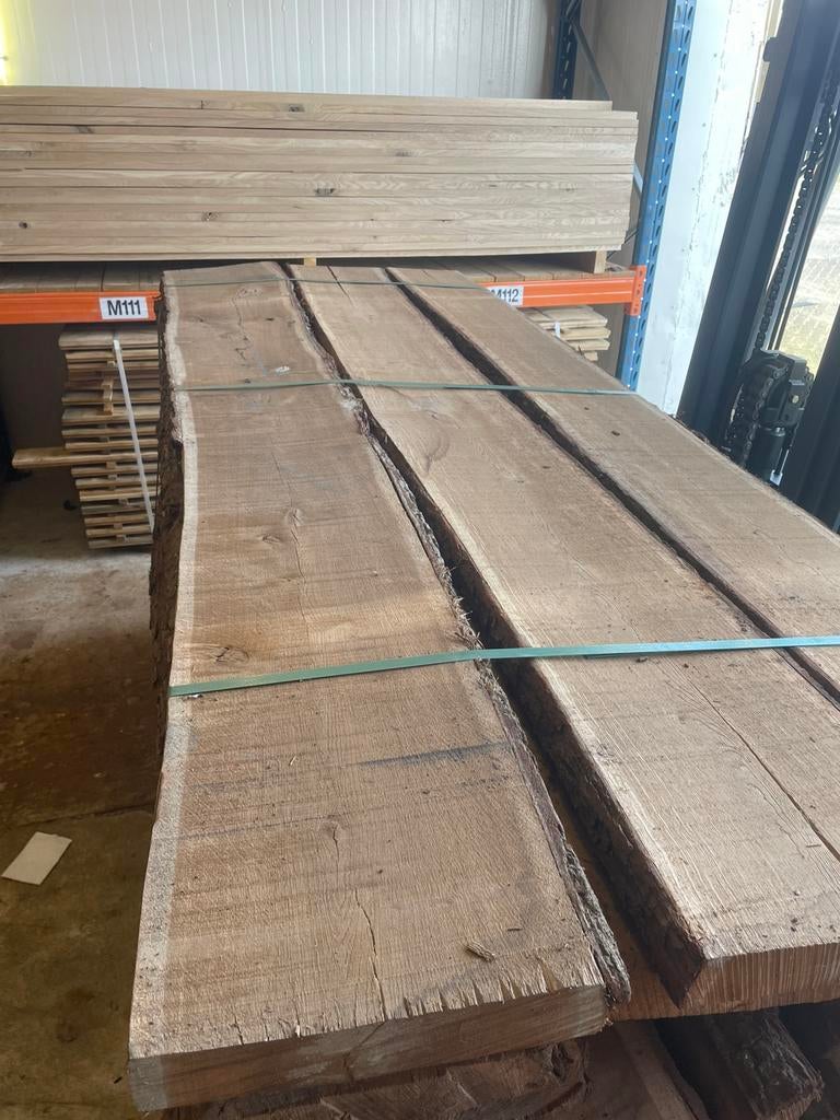 Eiken boomstam bladen 52 mm dik, Ophalen, Zo goed als nieuw, 250 cm of meer, Planken