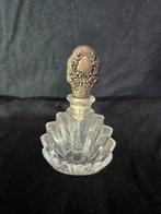 Glazen parfumflesje met verzilverde dop, Antiek en Kunst, Ophalen of Verzenden