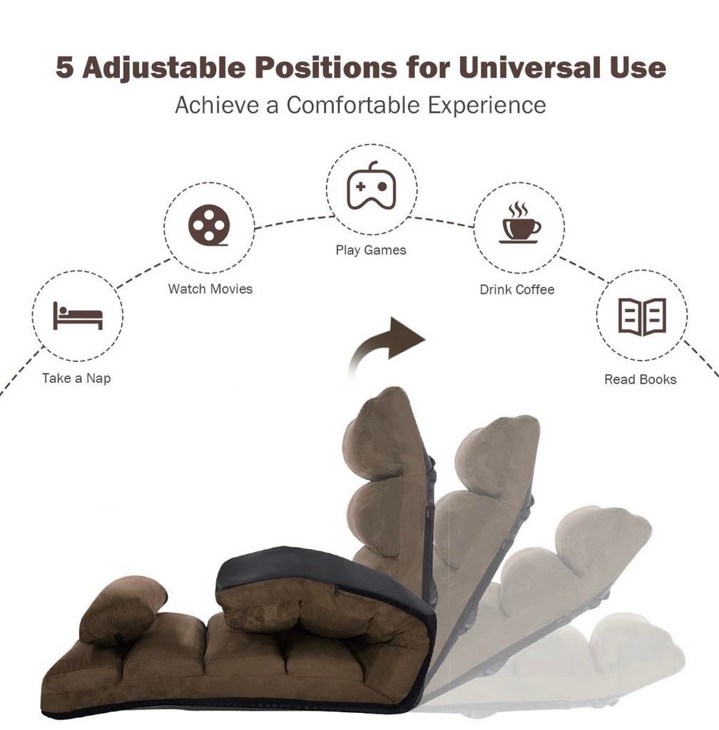 Verstelbare Luie Sofa Vloerstoel - Comfortabel & Opvouwbaar, Huis en Inrichting, Fauteuils, Nieuw, Stof, 50 tot 75 cm, 150 cm of meer