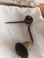 Vintage bronzen "winkel" deurbel met  veer, Antiek en Kunst, Antiek | Koper en Brons, Ophalen of Verzenden, Brons