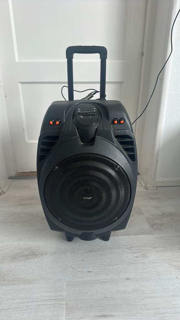 Trolley Speaker + Akai Microfoon Bluetooth Usb Gitaar, Ophalen, Gebruikt