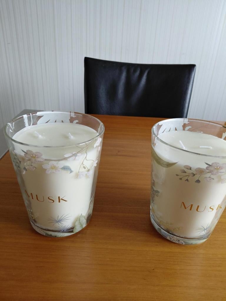 XXL geurkaars Musk. 2 stuks., Overige materialen, Nieuw, Ophalen of Verzenden, Crème