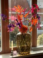 Bont zijden bloemen boeket roze paars oranje fleurig, Kunstbloem, Zijde, Ophalen of Verzenden, Zo goed als nieuw