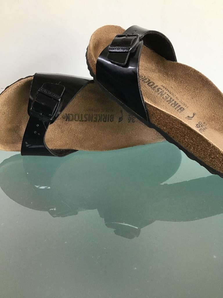 Birkenstock 36 | Madrid zwart | Gratis verzenden, Slippers, Verzenden, Zwart, Zo goed als nieuw