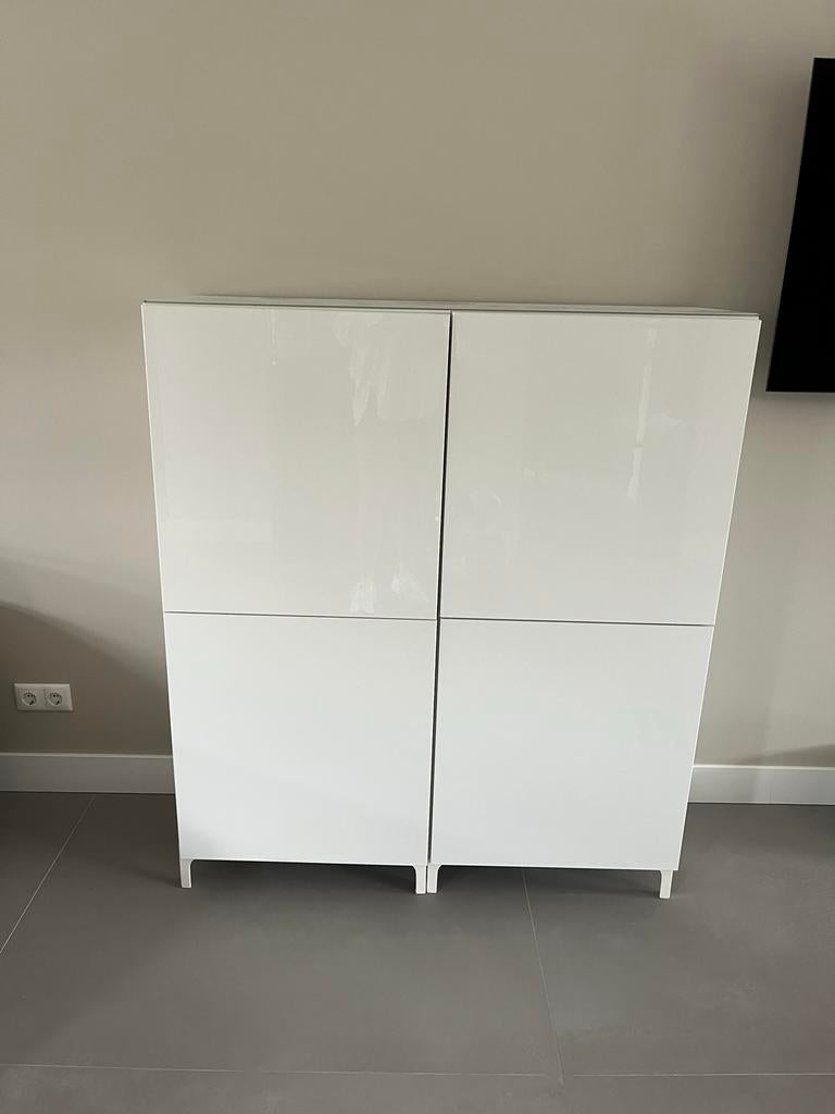 Ikea Besta kast wit met deuren en planken, Ophalen, Gebruikt, 100 tot 150 cm, 25 tot 50 cm