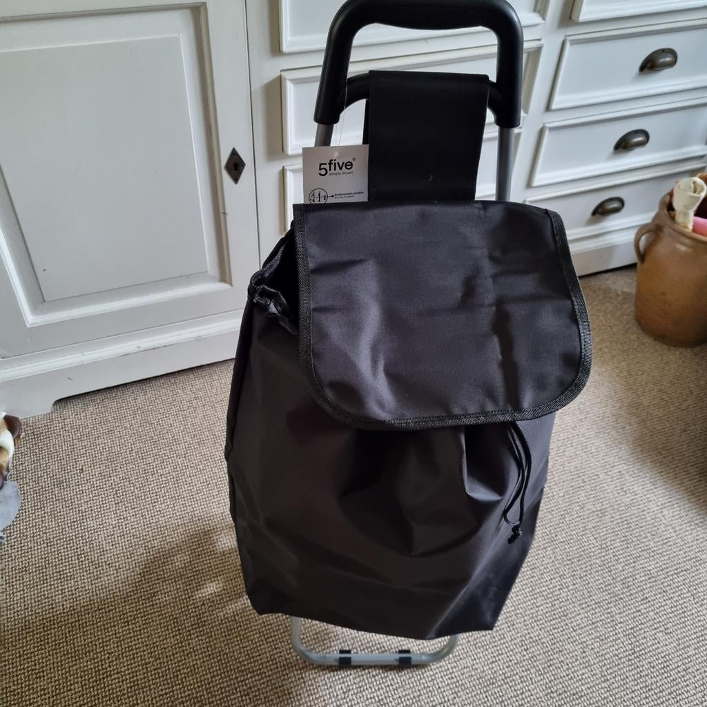 Nieuwe zwarte boodschappentrolley, Ophalen of Verzenden, Nieuw, Kunststof, Met handgreep