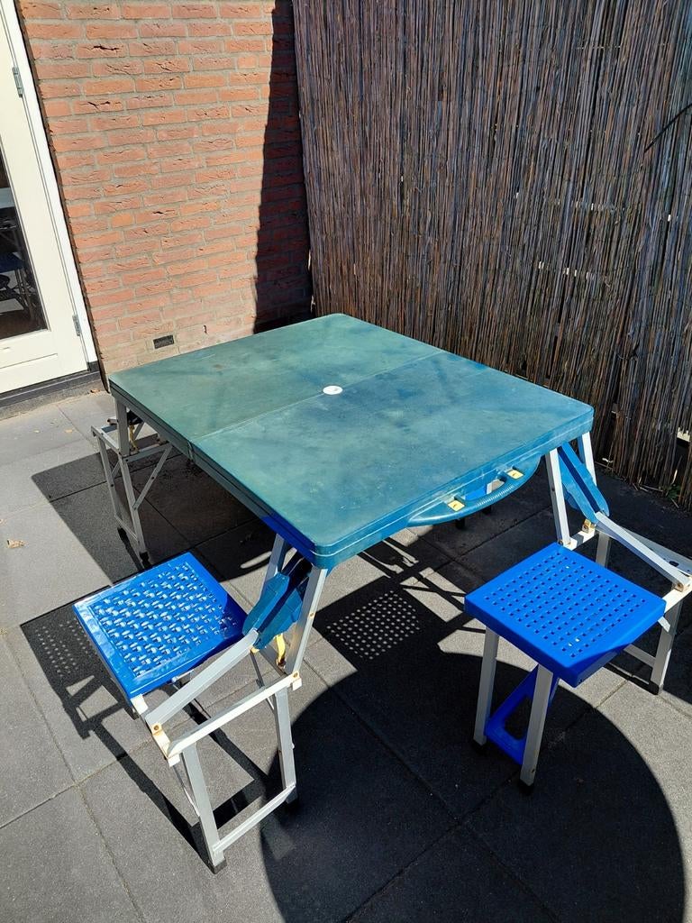 Compacte camping picknicktafel met 4 zitjes, Caravans en Kamperen, Ophalen, Gebruikt, Campingtafel