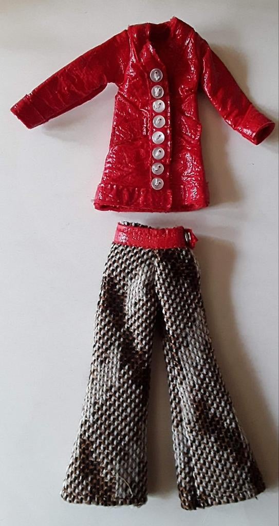 Vintage Disco Girls barbie jas en broek #DG602 uit 1973., Ophalen of Verzenden, Gebruikt, Kleertjes