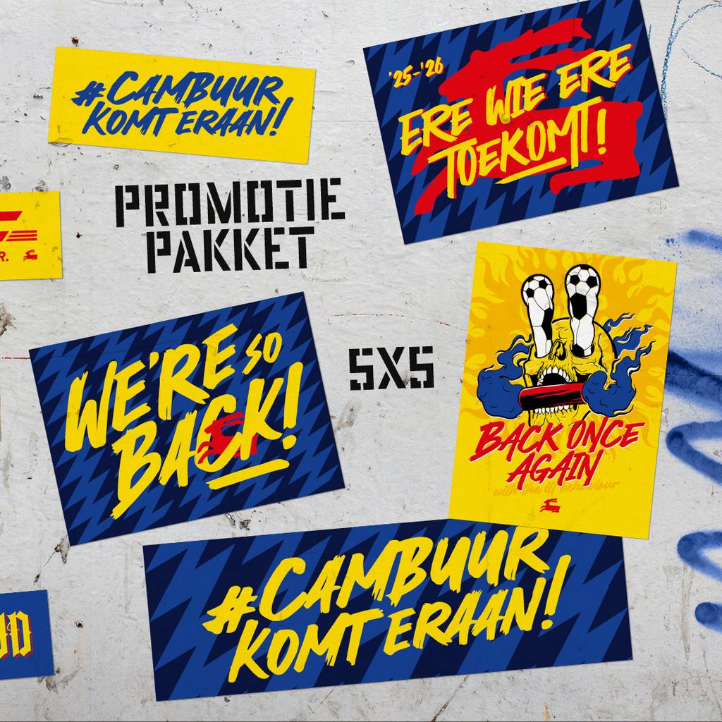 SC Cambuur Leeuwarden stickerpakket P (5x5=25 stuks), Ophalen of Verzenden, Nieuw, Meerdere stickers