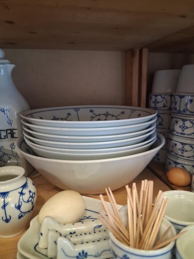 Blauw saks saladeschalen ronde kommen kahla, Ophalen of Verzenden