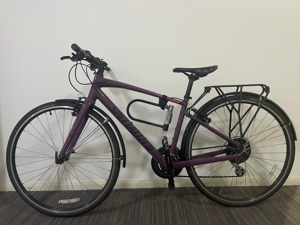 Specialized Sirrus 1.0 Hybride Fiets - Maat S - Paars, Ophalen, Zo goed als nieuw, Meer dan 20 versnellingen, Overige merken