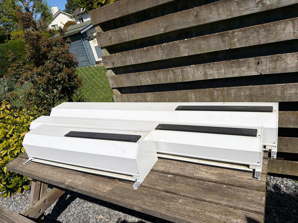 3x Solar rolluiken met Brel motor met geleiders, Ophalen, Gebruikt, 200 cm of meer, Wit