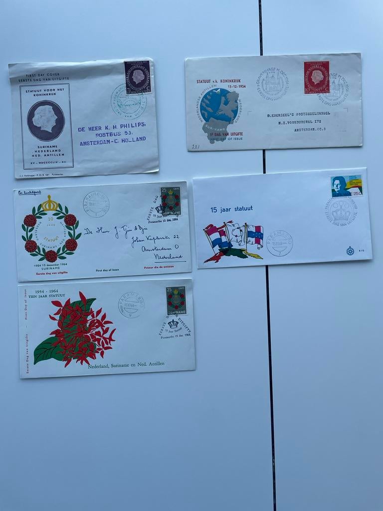 FDC's Statuut Koninkrijk der Nederlanden & Jubilea, Postzegels en Munten, Postzegels | Nederland, Ophalen of Verzenden, Na 1940