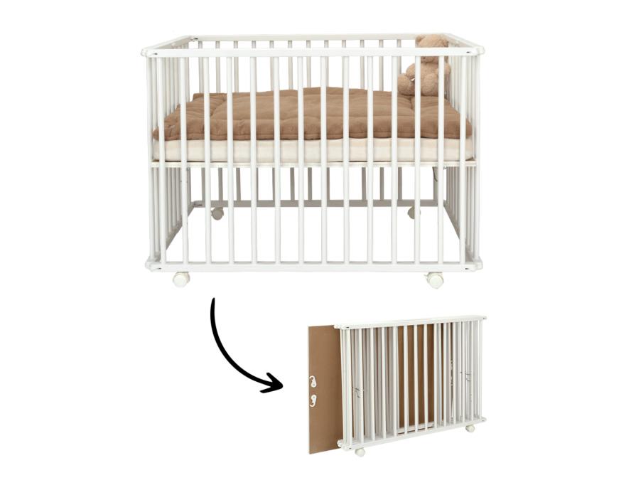 Handige inklapbare box met wieltjes met matras, Ophalen of Verzenden, Gebruikt, Vierkant, Wieltjes